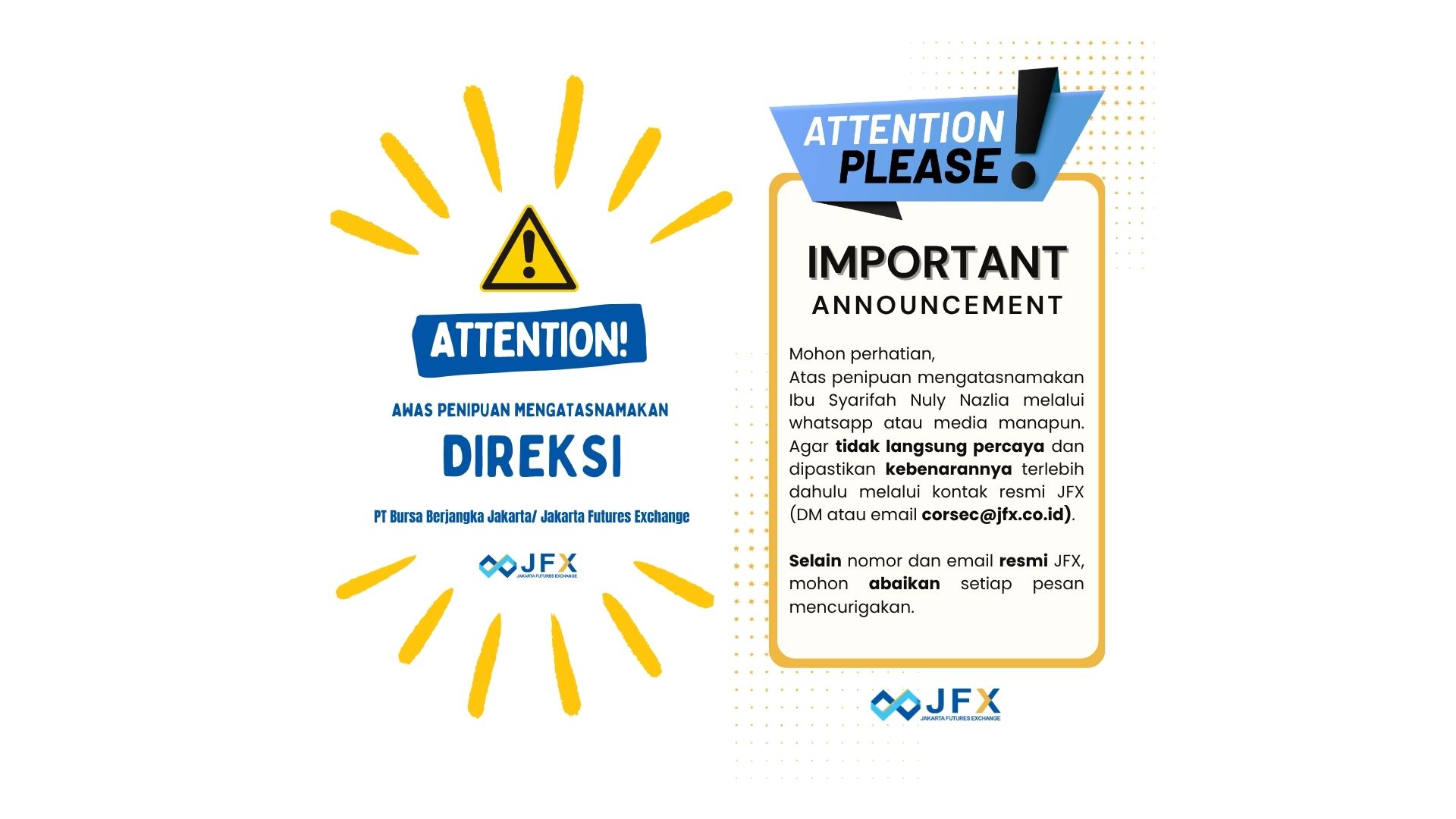 BEWARE OF IDENTITY FRAUD OF JFX BOARD OF DIRECTORS